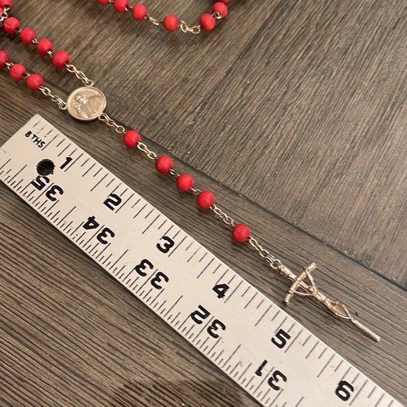 Perfume Scent Rosary Necklace - Red Wooden beaded Rosary - Picture 8 of 14
